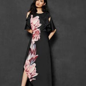 Black floral long Ted Baker dress